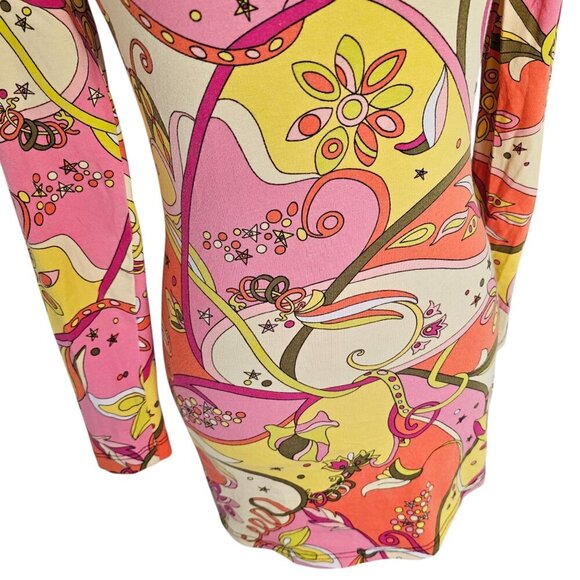 Vintage Betsy Johnson Trippy Hippie Psychedelic High Neck Mini Dress Sz M - Picture 3 of 12